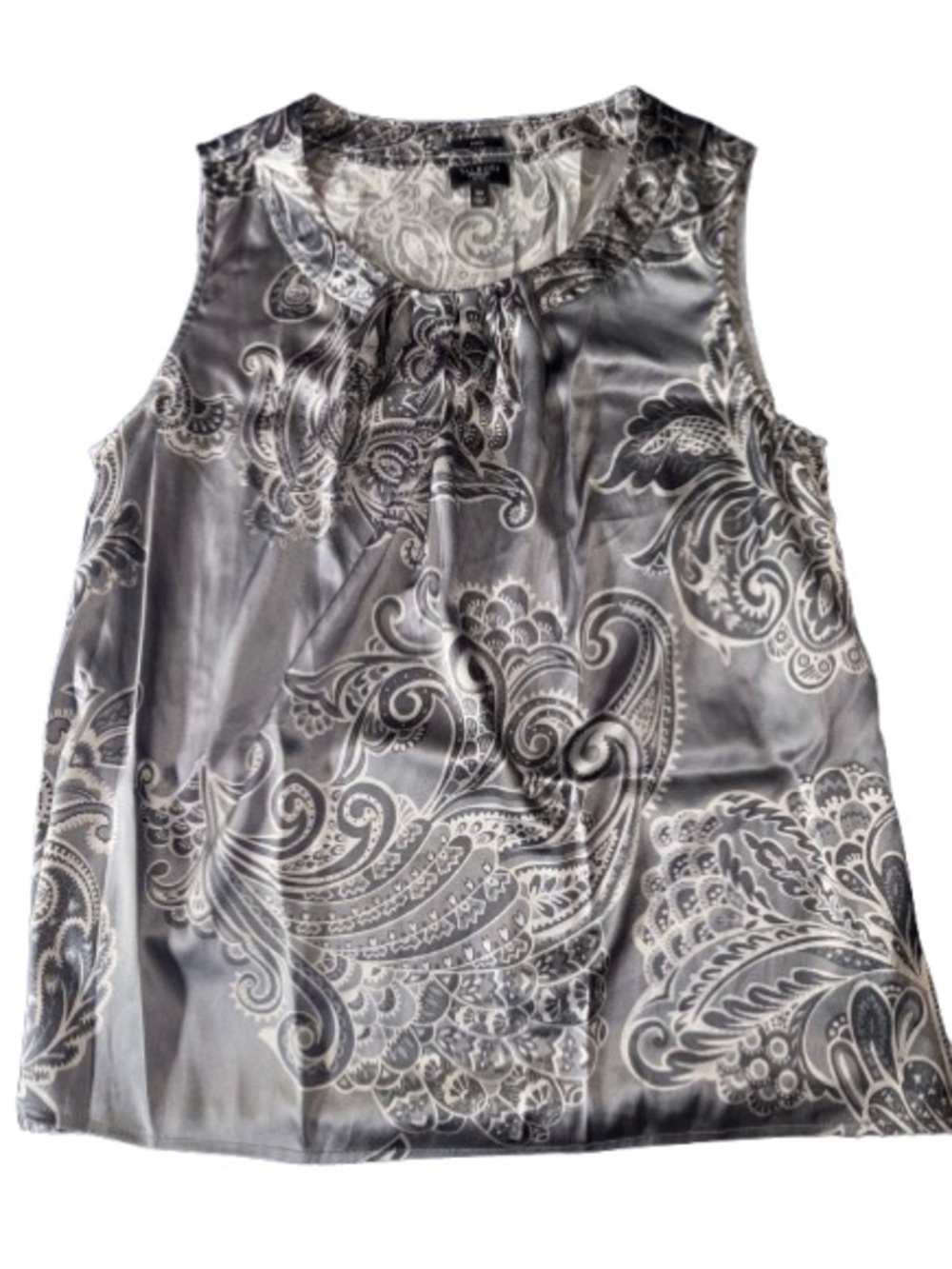 Talbots Silver Paisley Satin Sleeveless top size 16P